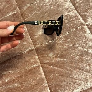 Chanel sunglasses square frame gold chain vintage